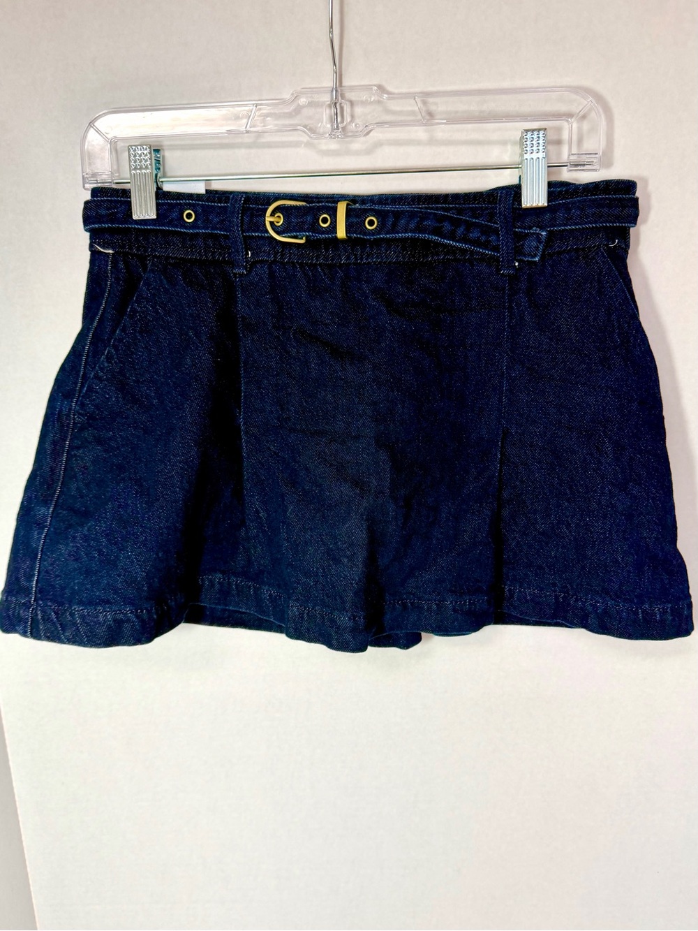 American Eagle Women’s Dark Blue Denim Low Rise Mini Skort w Belt W 29” Size 0